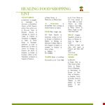 Healing Food Shopping List Template - Buy Seeds & Coconut example document template