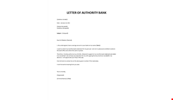 Letter of authority bank