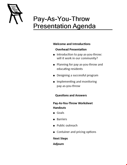 formal presentation agenda template