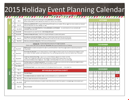 example holiday calendar: plan your events and holidays for students template