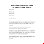 Aviation Safety Assistant cover letter example document template