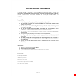 Associate Manager Job Description example document template