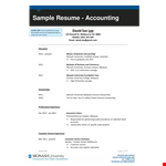 Junior Accountant Resume Template - Accounting at Monash University | Malaysia example document template