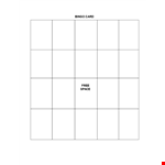 Printable bingo Card Template example document template
