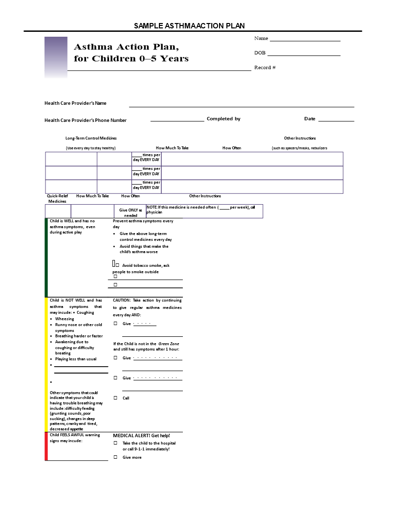 Pediatric Asthma Action Plan