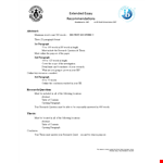 Extended Essay Recommendations example document template