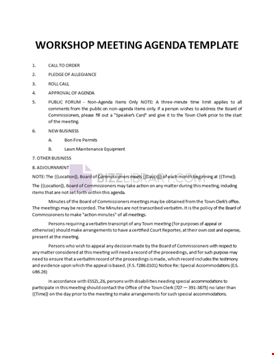 Workshop Meeting Agenda Template