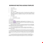 Workshop Meeting Agenda Template example document template