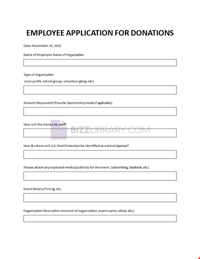 Employee Application for Donations