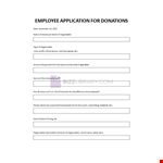 Employee Application for Donations example document template