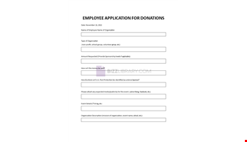 Employee Application for Donations