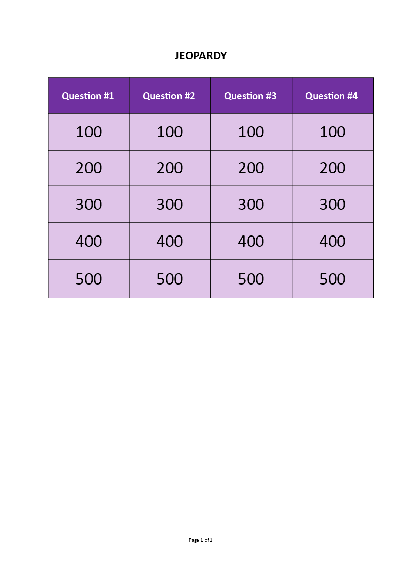 jeopardy game template