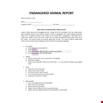 Endangered Animals Report example document template