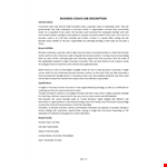 Job Description Business Coach example document template