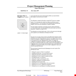 Project Management Planning Example example document template