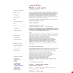 Market Research Analyst Resume - Personal Analyst for Marketing Research example document template