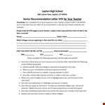 High School Senior Recommendation Letter example document template