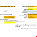 Download Invoice Template for Contractors | Easy Insert and Sending | Recipient-Ready example document template