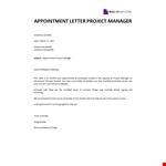 Project Manager Appointment Letter example document template