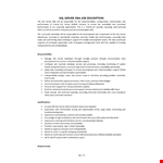 SQL DBA Job Description example document template