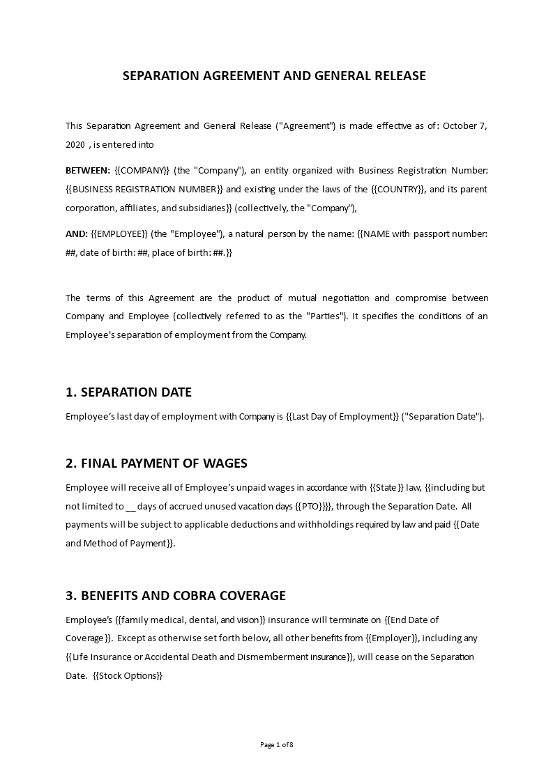 employment exit contract template