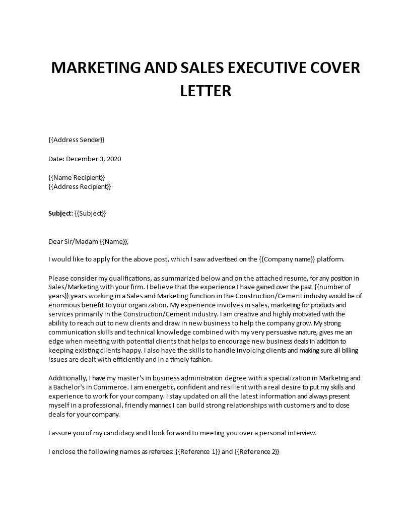 marketing director cover letter