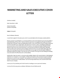 Marketing director cover letter