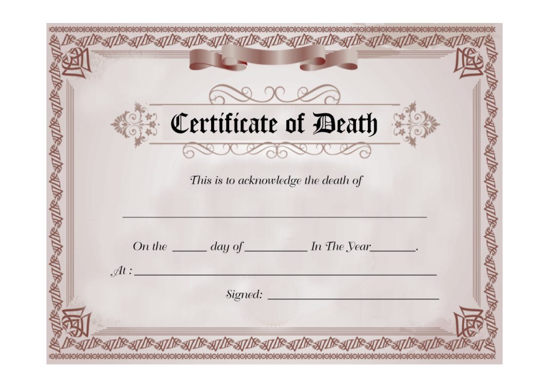 Create Professional Death Certificates Downloadable Template Create Professional Death Certificates Downloadable Template