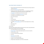 Travel Packing List Template - Small & Safari example document template