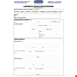 Commercial Tenant Lease Application Form example document template 