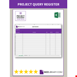 Project Management Query Register example document template