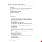 Legal Compliance Officer Job Description example document template
