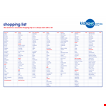 Food Shopping List For Kids example document template