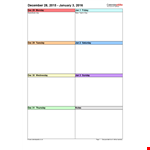 Weekly Calendar Template - Plan Your Week with Monday, Tuesday, Wednesday, Friday, and Saturday example document template