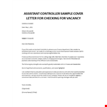 Assistant Controller Cover letter example document template
