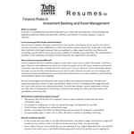 Investment Banking Business Analyst Resume | Financial Skills | Tufts Economics example document template