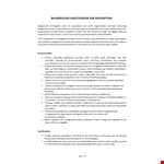 Background Investigator Job Description example document template