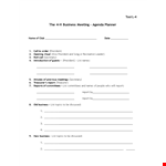 Meeting Agenda Planner example document template