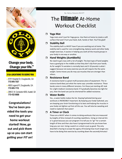 Home Workout Checklist Template - Essential Guide for Effective Resistance Training