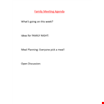 Family Meeting Agenda Template - Plan an Organized and Productive Family Discussion example document template