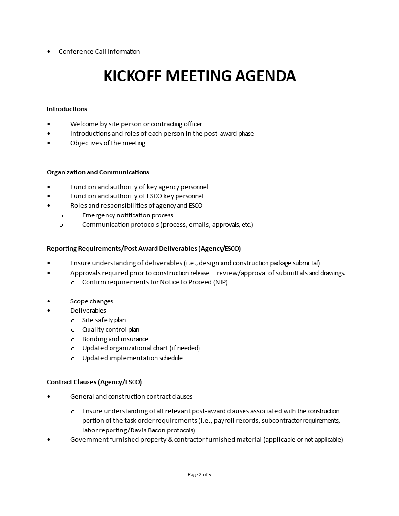 Kick Off Meeting Invitation Email Template