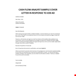 Cash Flow Analyst sample cover letter  example document template