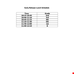 Early Release Lunch Schedule Template example document template
