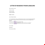 Letter of residency from landlord example document template