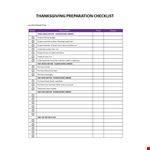 Thanksgiving Dinner Checklist example document template