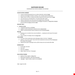 Bartender Resume example document template 