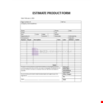 Estimate Product Form example document template