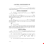 Create Your Legal Will: Free Template | Secure Your Estate example document template