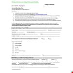 Leave of Absence Template | Request Student Leave | Document example document template