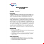 Operations Manager Job Description - Management, Service, Performance, Development, Including example document template